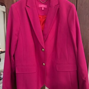 Talbots Pink Blazer with Notched Lapels and Structured Fabric